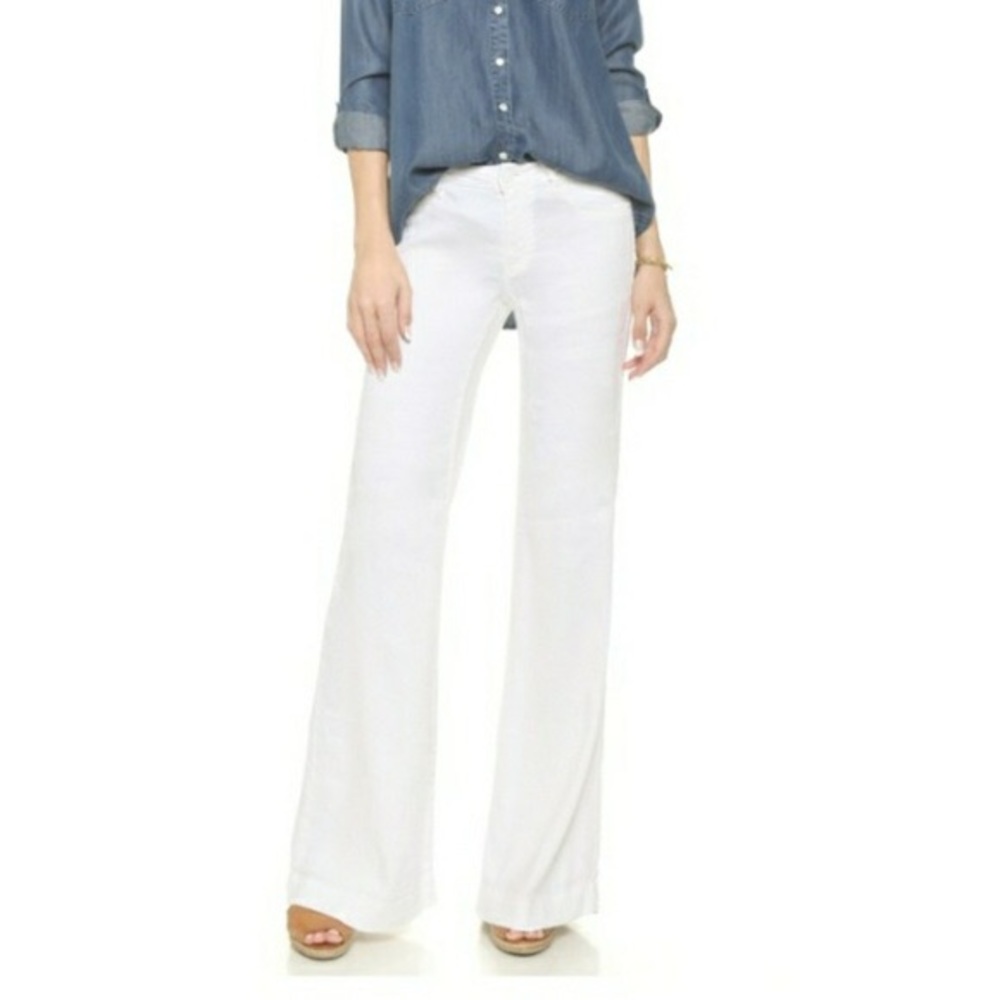 Hudson Gwen Midrise Wide Leg White Linen